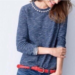 J. Crew Marled Jeweled Crewneck Top